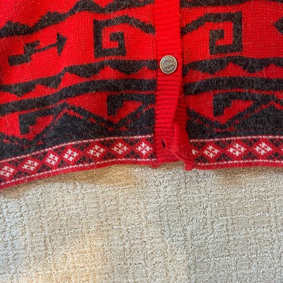 Vtg Midnight Blues Cardigan Sweater Aztec Tribal Sz Medium‎ Red Gray Southwest - Picture 5 of 8